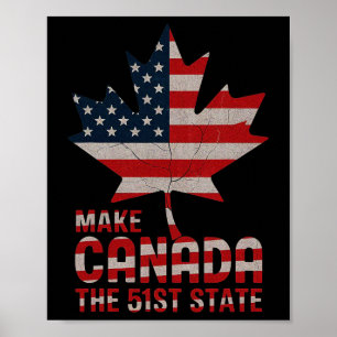 Kanada zum 51. US-Staat als amerikanisches Flaggen Poster