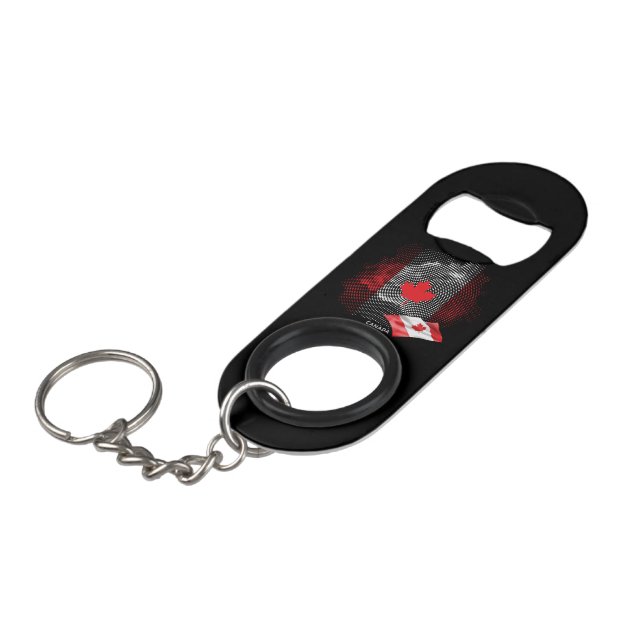 Kanadaflagge Mini Flaschenöffner (Vorderseite Schrägansicht)