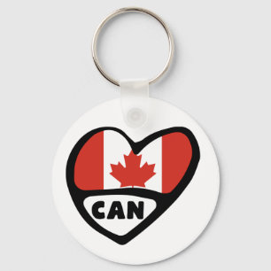 Kanadas Ländercode Flag Herz Keyring, CAN Schlüsselanhänger