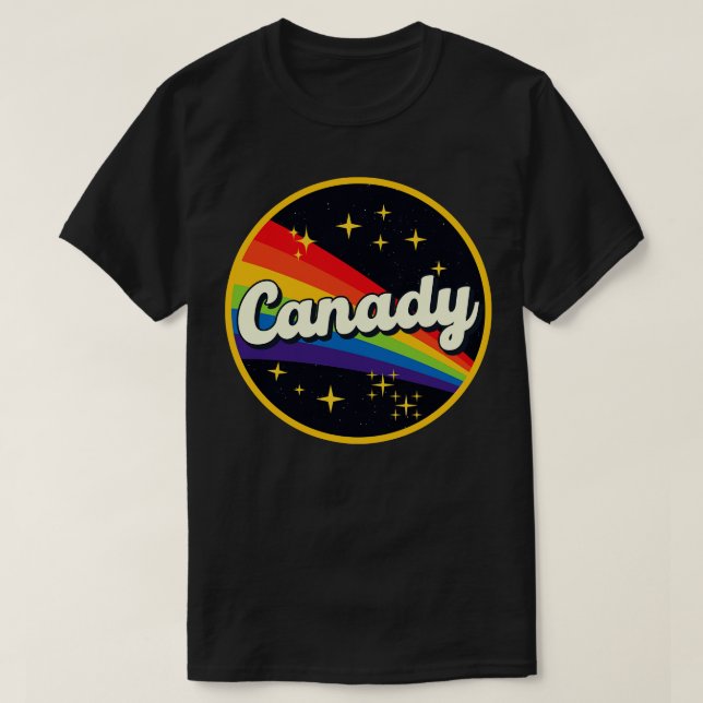 Kanadenbogen im Vintagen Weltraumstil T-Shirt (Design vorne)