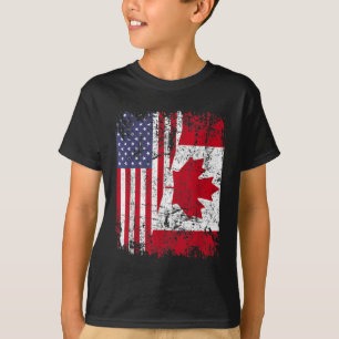 KANADIAN ROOTS Halbe amerikanische Flagge KANADA T-Shirt