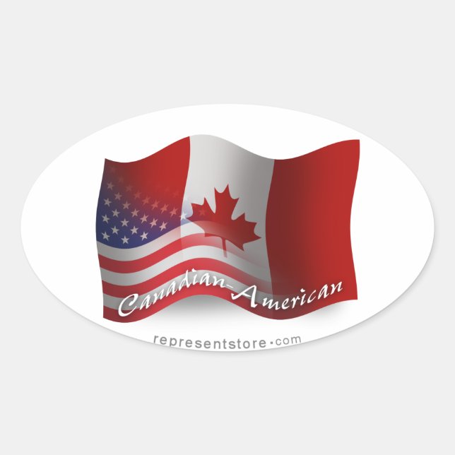 Kanadisch-amerikanische Waagenflagge Ovaler Aufkleber (Vorderseite)