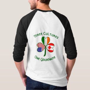 Kanadisch Irische USA-Flaggen Shamrock Ihr Name T-Shirt