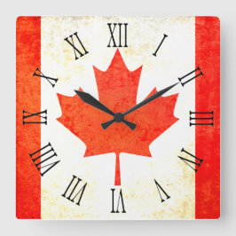Kanadische Ahornblattflagge römische Wandleuchte Quadratische Wanduhr