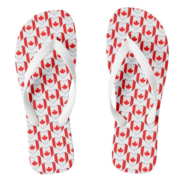 kanadische Ahornleaf-Flag Herz Muster pattern Patr Flip Flops (Fußbett)