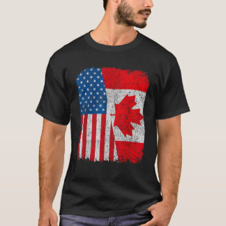 Kanadische amerikanische Flagge Halb USA Kanada Ro T-Shirt