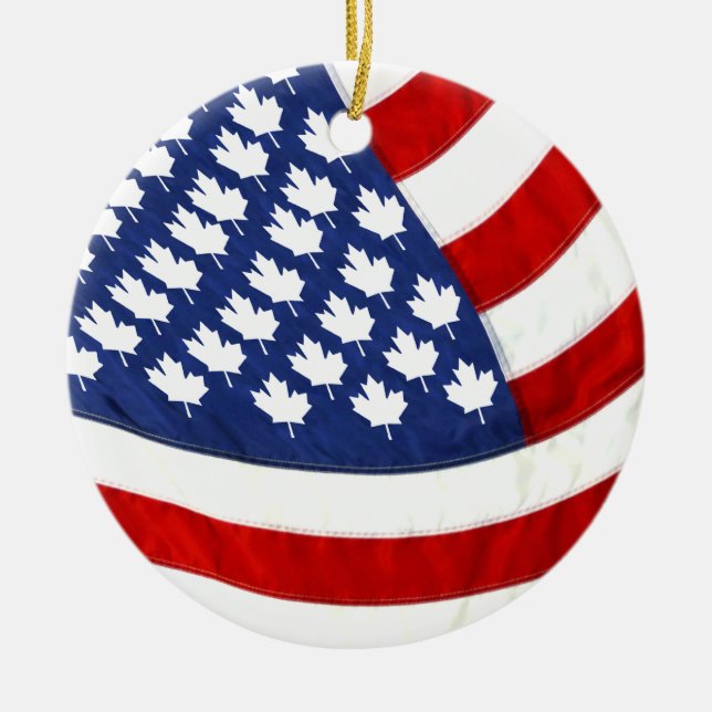 Kanadische/Amerikanische Waving Flag Keramik Ornament (Vorne)