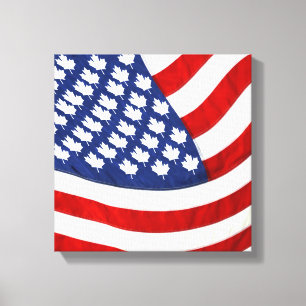 Kanadische/Amerikanische Waving Flag Leinwanddruck