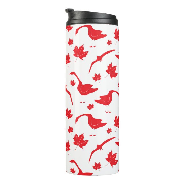 Kanadische Blätter Gänse und Ahorn - Kanadische Fl Thermosbecher (Nach rechts gedreht)