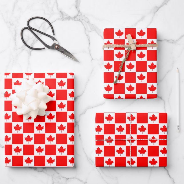 Kanadische Fahne - Papierblätter Geschenkpapier Set (Vorderseite)