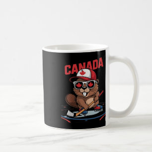 Kanadische Flagge Ahornblatt Biber Hockeyschläger Kaffeetasse