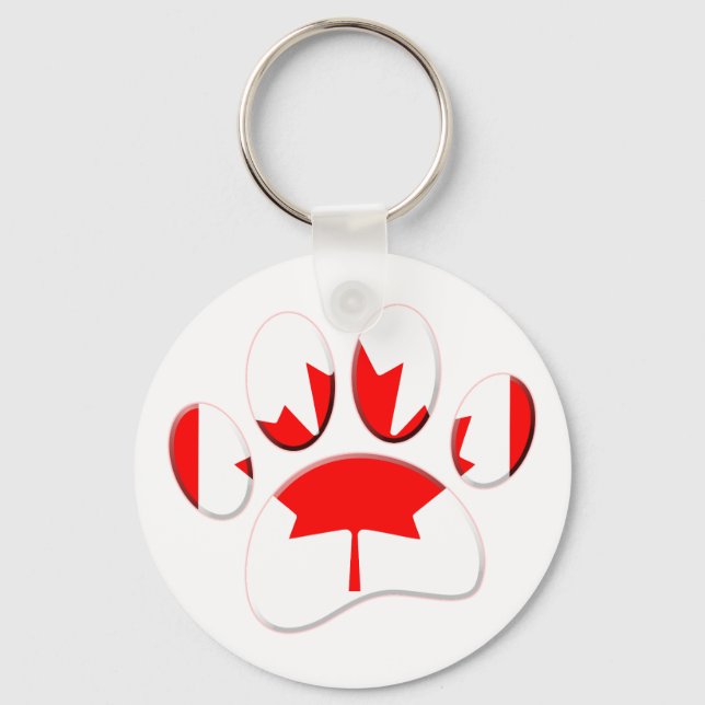 Kanadische Flagge Dog Paw Print Schlüsselanhänger (Vorderseite)