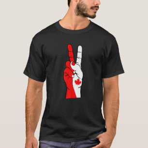 Kanadische Flagge Hand Peace Sign Funny Happy Cana T-Shirt