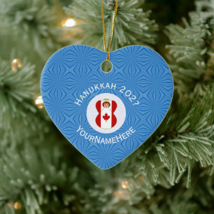 Kanadische Flagge Hanukkah Engel Name Jahr Herz Keramik Ornament
