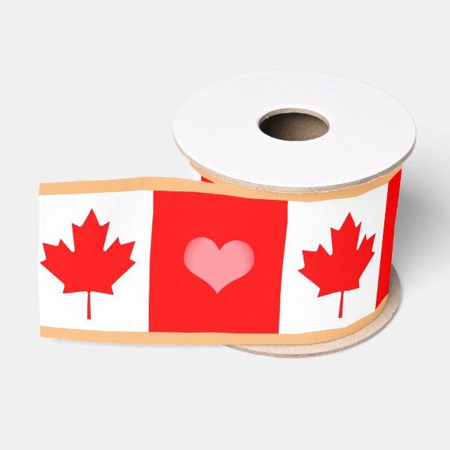 Kanadische Flagge & Herz, Kanada Modeband/Sport Ripsband (Spule)