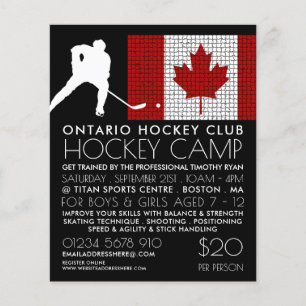 Kanadische Flagge, Hockey-Spieler, Campingwerbung Flyer