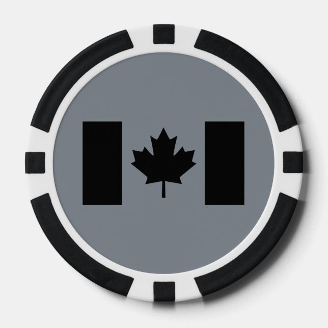 Kanadische Flagge im schwarzen Stil Pokerchips (Vorderseite)