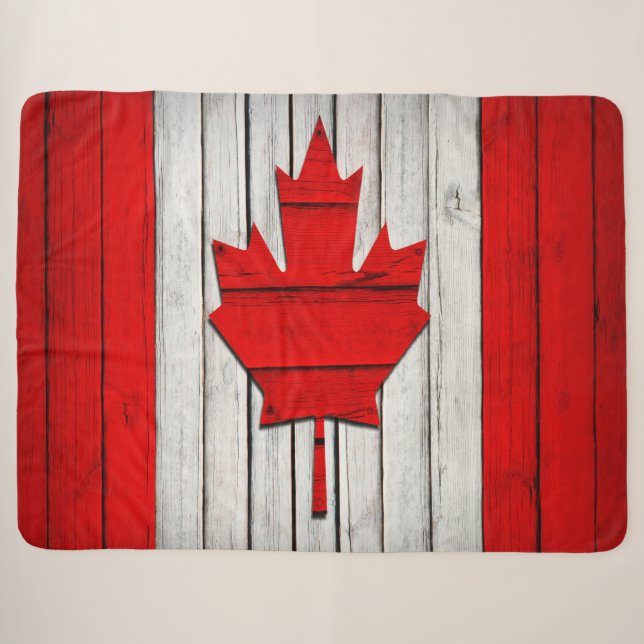 Kanadische Flagge in Liebe Sherpa Blanket Sherpadecke (Vorderseite (Horizontal))