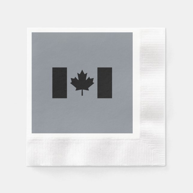 Kanadische Flagge in Schwarz Serviette (Vorderseite)