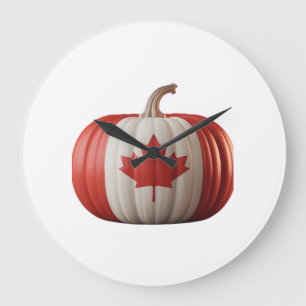 Kanadische Flagge Kürbis Ahornblatt Thanksgiving Ü Große Wanduhr
