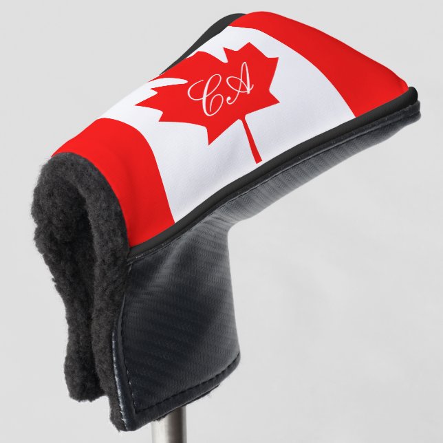 Kanadische Flagge Maßgeschneiderte Mongram-Putter- Golf Headcover (3/4 Vorderseite)