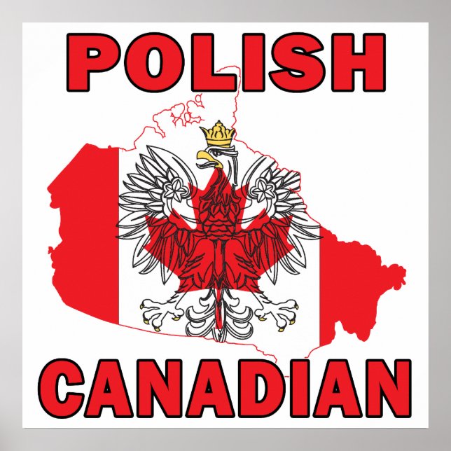 Kanadische Flagge Polnisch Karte Kanada Poster (Vorne)