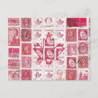 Kanadische Flagge Postcard - Briefmarke Collage! Postkarte