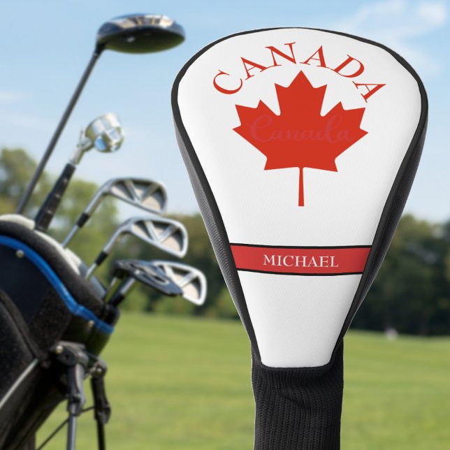 kanadische Flagge - Red & White Kanadier Name Golf Headcover (Canada Canadian flag maple leaf golf head cover)