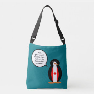 Kanadische Flagge Redender Herr Pinguin Tragetaschen Mit Langen Trägern