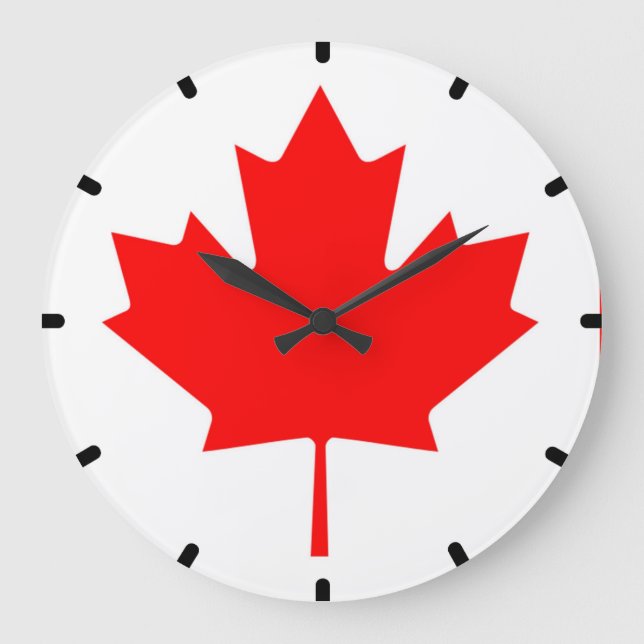Kanadische Flagge Rote-Ahorn-Wand-Uhr Große Wanduhr (Vorderseite)