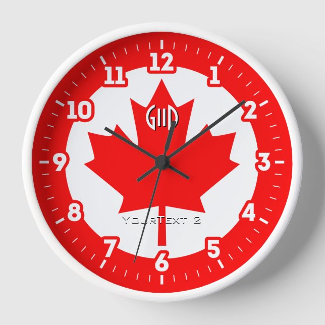 Kanadische Flagge Roter Ahornblätter auf einer Uhr (Vorderseite)