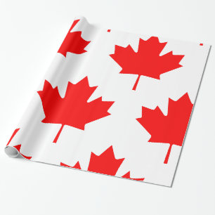 Kanadische Flagge Roter Ahornblättriger Geschenkpapier