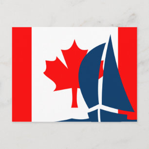Kanadische Flagge Segelboot Kanada nautisch Postkarte