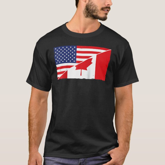 Kanadische Flagge und US-Flagge Roots kanadische H T-Shirt (Vorderseite)