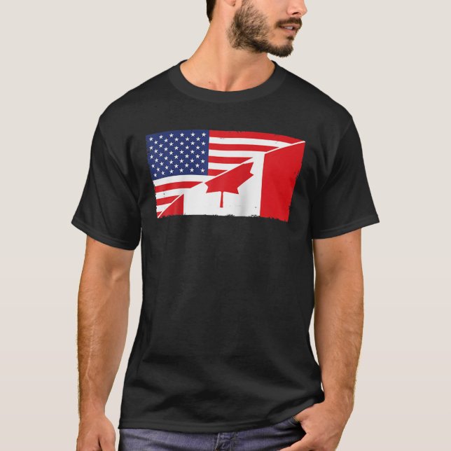 Kanadische Flagge und US-Flagge Roots kanadische H T-Shirt (Vorderseite)