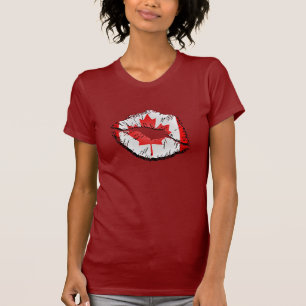 Kanadische Flaggen-Lippen T-Shirt