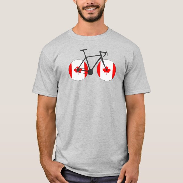 Kanadische Flaggenradfahren T-Shirt (Vorderseite)