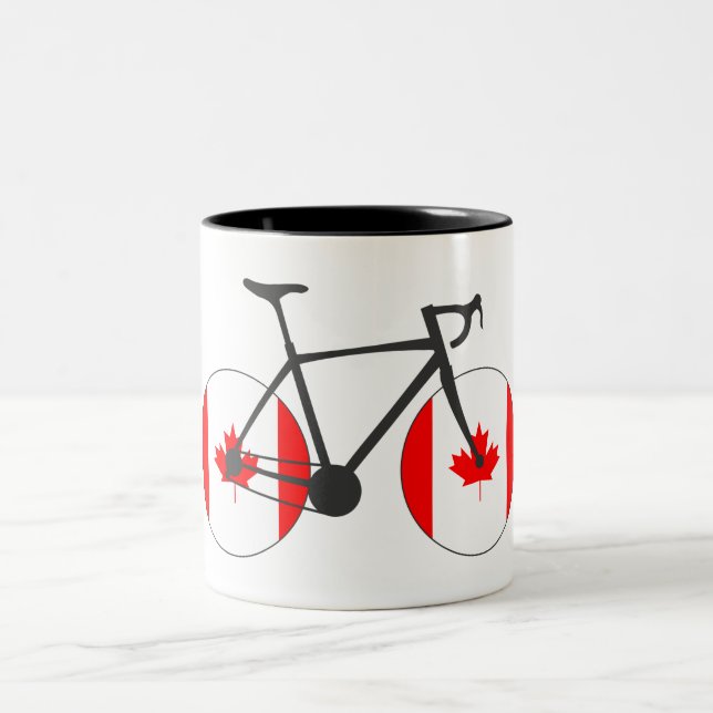 Kanadische Flaggenradfahren Zweifarbige Tasse (Mittel)