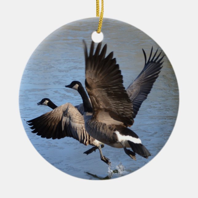Kanadische Gänse, die Flug nehmen Keramikornament (Vorne)