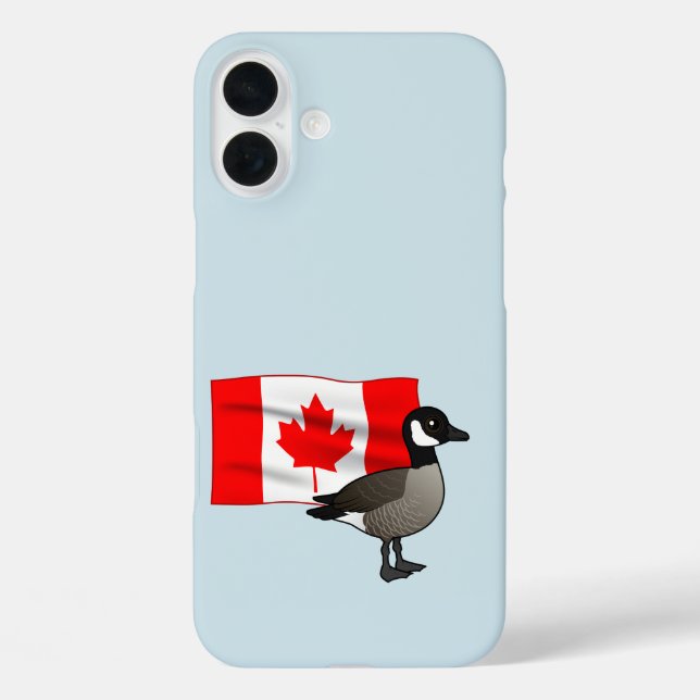 Kanadische Gänse und Flagge iPhone 16 Plus Hülle (Rückseite)