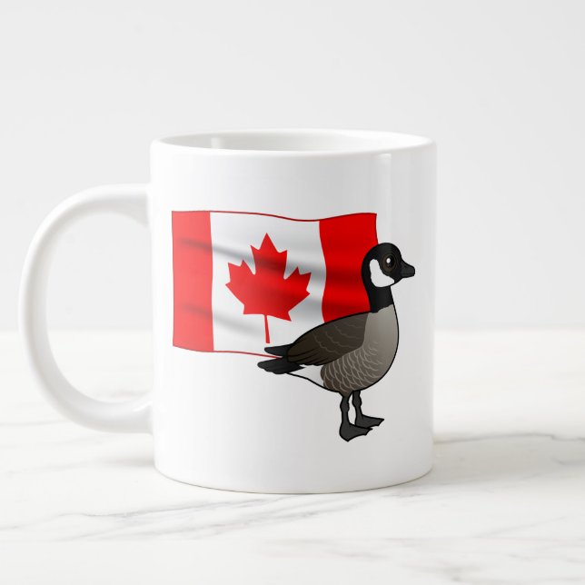 Kanadische Gänse und Flagge Jumbo-Tasse (Links)