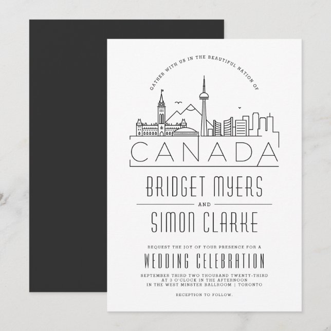 Kanadische Hochzeit | Einladung von Skyline (Vorne/Hinten)