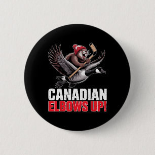 Kanadische Hockey-Ellenbogen hoch Retro lustig Kan Button