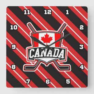 Kanadische Hockey-Logo-Quadrat-Uhr Quadratische Wanduhr