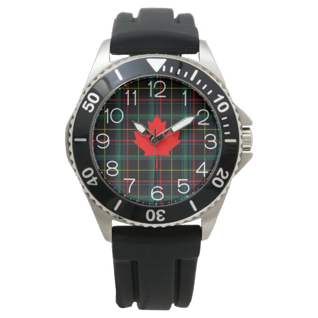 Kanadische Hütte Kariertes Ahornleaf Armbanduhr (Vorderseite)