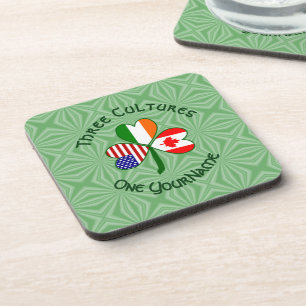 Kanadische Irische USA-Flaggen Shamrock Ihr Name Getränkeuntersetzer