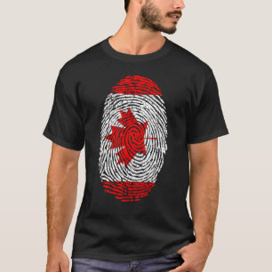 Kanadische kanadische Flaggen Fingerprint Ahornlea T-Shirt