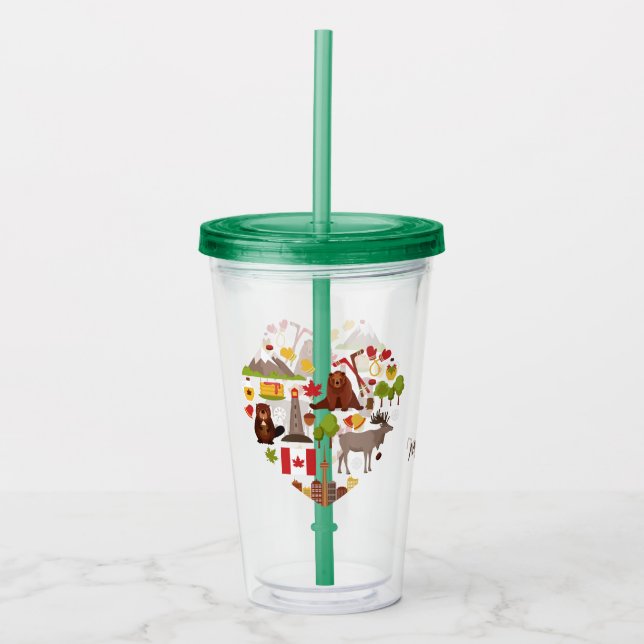 Kanadische Liebe individuelle Name Tumbler Acryltrinkbecher (Vorderseite)