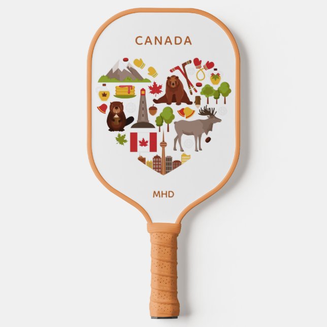 Kanadische Liebe-Monogramm Pickleball Schläger (Vorderseite)