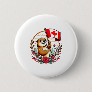 Kanadische Murmeltierflagge Lustiger Sommer Kanada Button